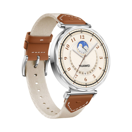 Die Huawei Watch GT 5 41 mm in Silber/Braun (Bild: Huawei)